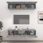 vidaXL Comode TV, 4 buc., gri sonoma, 80x30x30 cm, lemn prelucrat