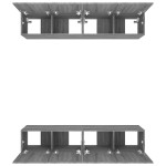 vidaXL Comode TV, 4 buc., gri sonoma, 80x30x30 cm, lemn prelucrat