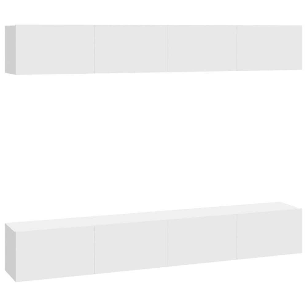 vidaXL Dulapuri TV de perete, 4 buc, alb, 100x30x30 cm