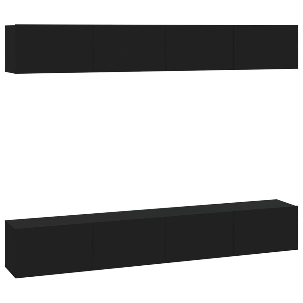 vidaXL Dulapuri TV de perete, 4 buc., negru, 100x30x30 cm