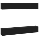 vidaXL Dulapuri TV de perete, 4 buc., negru, 100x30x30 cm