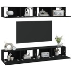vidaXL Dulapuri TV de perete, 4 buc., negru, 100x30x30 cm