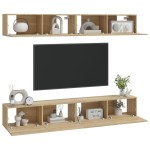 vidaXL Dulapuri TV de perete, 4 buc, stejar sonoma, 100x30x30 cm