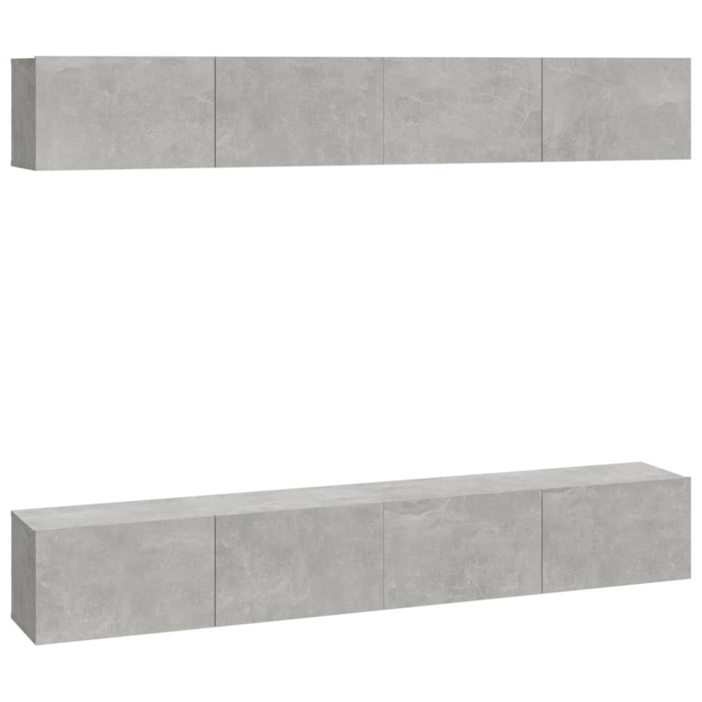 vidaXL Dulapuri TV de perete, 4 buc, gri beton, 100x30x30 cm