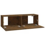 vidaXL Dulapuri TV de perete, 4 buc, stejar afumat, 100x30x30 cm