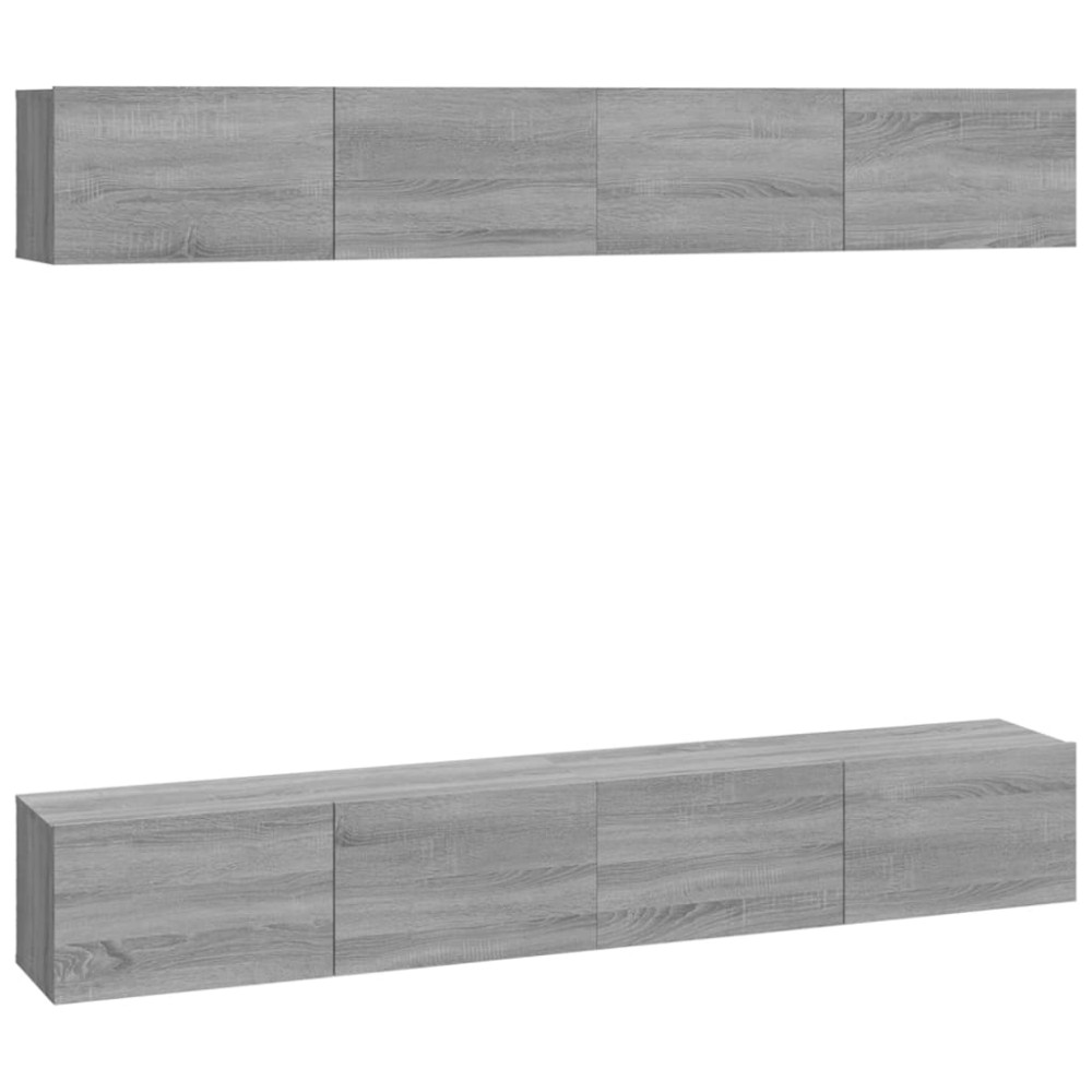 vidaXL Dulapuri TV de perete, 4 buc, gri sonoma, 100x30x30 cm