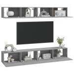 vidaXL Dulapuri TV de perete, 4 buc, gri sonoma, 100x30x30 cm