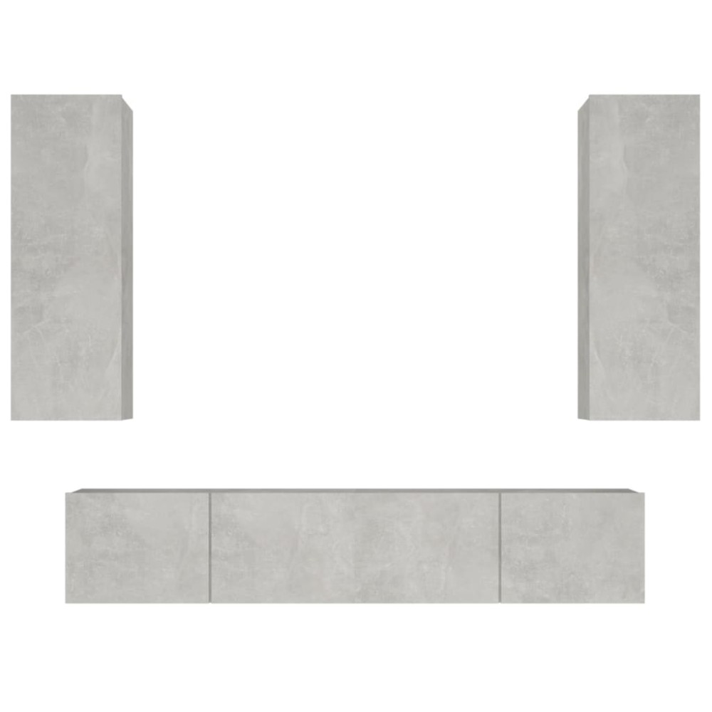 vidaXL Set dulap TV, 4 piese, gri beton, lemn prelucrat