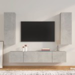 vidaXL Set dulap TV, 4 piese, gri beton, lemn prelucrat vidaXL Set dulap TV, 4 piese, gri beton, lemn prelucrat