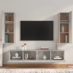 vidaXL Set dulap TV, 4 piese, gri beton, lemn prelucrat vidaXL Set dulap TV, 4 piese, gri beton, lemn prelucrat