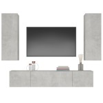 vidaXL Set dulap TV, 4 piese, gri beton, lemn prelucrat vidaXL Set dulap TV, 4 piese, gri beton, lemn prelucrat