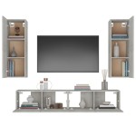 vidaXL Set dulap TV, 4 piese, gri beton, lemn prelucrat vidaXL Set dulap TV, 4 piese, gri beton, lemn prelucrat