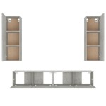 vidaXL Set dulap TV, 4 piese, gri beton, lemn prelucrat vidaXL Set dulap TV, 4 piese, gri beton, lemn prelucrat