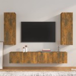 vidaXL Set dulapuri TV, 4 piese, stejar fumuriu, lemn prelucrat vidaXL Set dulapuri TV, 4 piese, stejar fumuriu, lemn prelucrat