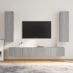 vidaXL Set dulapuri TV, 4 piese, gri sonoma, lemn prelucrat vidaXL Set dulapuri TV, 4 piese, gri sonoma, lemn prelucrat