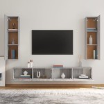 vidaXL Set dulapuri TV, 4 piese, gri sonoma, lemn prelucrat vidaXL Set dulapuri TV, 4 piese, gri sonoma, lemn prelucrat