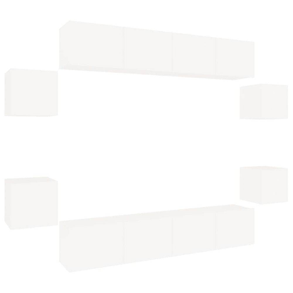 vidaXL Set dulap TV, 8 piese, alb, lemn prelucrat