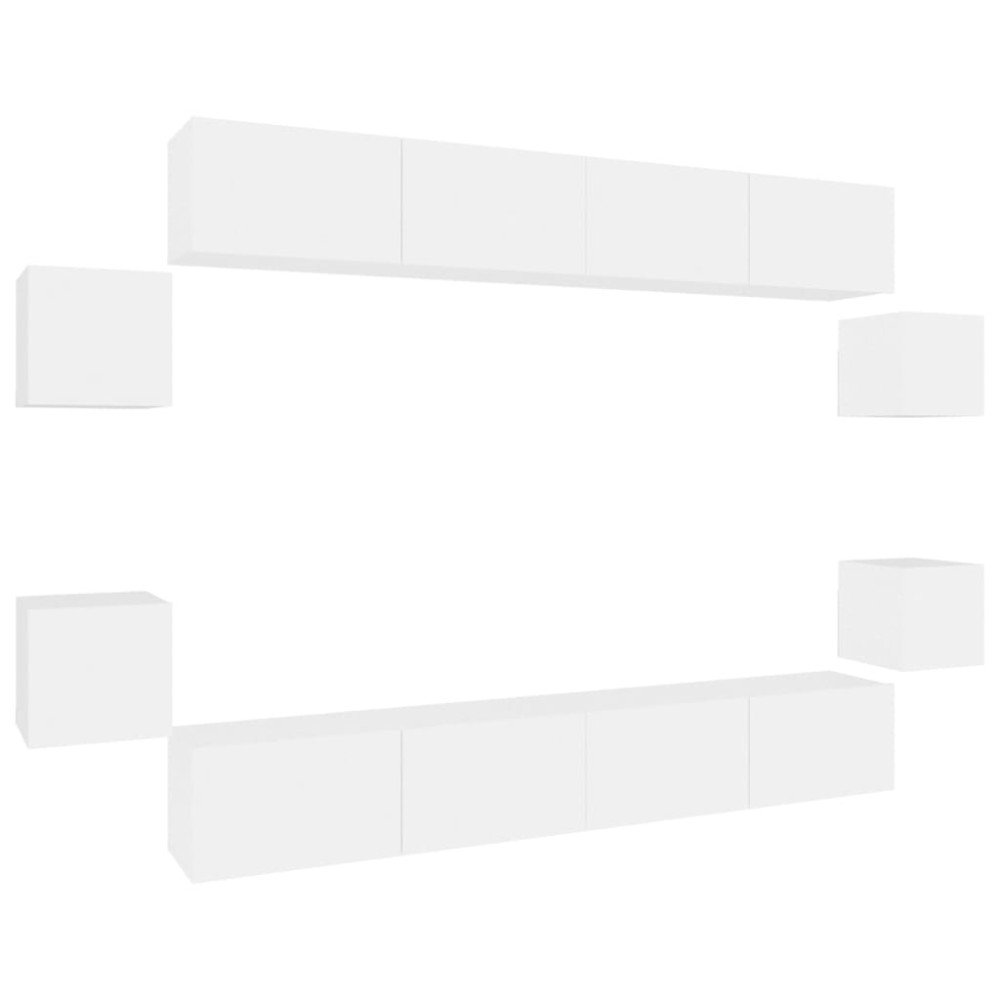 vidaXL Set dulap TV, 8 piese, alb, lemn prelucrat