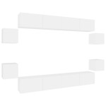 vidaXL Set dulap TV, 8 piese, alb, lemn prelucrat