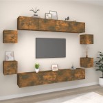 vidaXL Set dulap TV, 8 piese, stejar fumuriu, lemn prelucrat vidaXL Set dulap TV, 8 piese, stejar fumuriu, lemn prelucrat