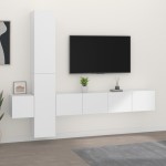 vidaXL Set dulap TV, 5 piese, alb, lemn prelucrat vidaXL Set dulap TV, 5 piese, alb, lemn prelucrat