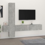 vidaXL Set dulap TV, 5 piese, gri beton, lemn prelucrat vidaXL Set dulap TV, 5 piese, gri beton, lemn prelucrat