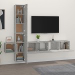 vidaXL Set dulap TV, 5 piese, gri beton, lemn prelucrat vidaXL Set dulap TV, 5 piese, gri beton, lemn prelucrat