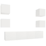 vidaXL Set dulap TV, 6 piese, alb, lemn prelucrat vidaXL Set dulap TV, 6 piese, alb, lemn prelucrat