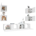 vidaXL Set dulap TV, 6 piese, alb, lemn prelucrat vidaXL Set dulap TV, 6 piese, alb, lemn prelucrat