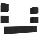 vidaXL Set dulap TV, 6 piese, negru, lemn prelucrat vidaXL Set dulap TV, 6 piese, negru, lemn prelucrat