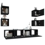 vidaXL Set dulap TV, 6 piese, negru, lemn prelucrat vidaXL Set dulap TV, 6 piese, negru, lemn prelucrat