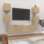 vidaXL Set dulap TV, 6 piese, stejar sonoma, lemn prelucrat vidaXL Set dulap TV, 6 piese, stejar sonoma, lemn prelucrat