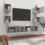 vidaXL Set dulap TV, 6 piese, gri beton, lemn prelucrat vidaXL Set dulap TV, 6 piese, gri beton, lemn prelucrat