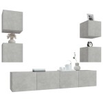vidaXL Set dulap TV, 6 piese, gri beton, lemn prelucrat vidaXL Set dulap TV, 6 piese, gri beton, lemn prelucrat