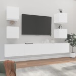 vidaXL Set dulap TV, 6 piese, alb, lemn prelucrat vidaXL Set dulap TV, 6 piese, alb, lemn prelucrat