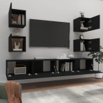 vidaXL Set dulap TV, 6 piese, negru, lemn prelucrat vidaXL Set dulap TV, 6 piese, negru, lemn prelucrat