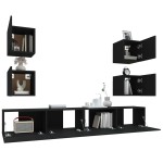 vidaXL Set dulap TV, 6 piese, negru, lemn prelucrat vidaXL Set dulap TV, 6 piese, negru, lemn prelucrat