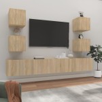 vidaXL Set dulap TV, 6 piese, stejar sonoma, lemn prelucrat vidaXL Set dulap TV, 6 piese, stejar sonoma, lemn prelucrat