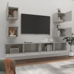 vidaXL Set dulapuri TV, 6 piese, gri beton, lemn prelucrat vidaXL Set dulapuri TV, 6 piese, gri beton, lemn prelucrat