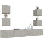 vidaXL Set dulapuri TV, 6 piese, gri beton, lemn prelucrat vidaXL Set dulapuri TV, 6 piese, gri beton, lemn prelucrat
