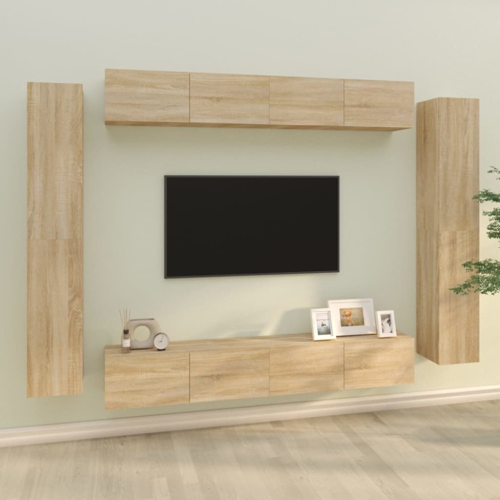 vidaXL Set dulap TV, 8 piese, stejar sonoma, lemn prelucrat