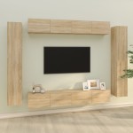 vidaXL Set dulap TV, 8 piese, stejar sonoma, lemn prelucrat vidaXL Set dulap TV, 8 piese, stejar sonoma, lemn prelucrat