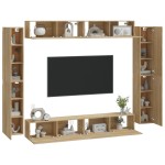vidaXL Set dulap TV, 8 piese, stejar sonoma, lemn prelucrat vidaXL Set dulap TV, 8 piese, stejar sonoma, lemn prelucrat