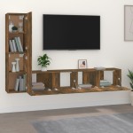 vidaXL Set dulapuri TV, 4 piese, stejar fumuriu, lemn prelucrat