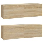 vidaXL Set dulap TV, 3 piese, stejar sonoma, lemn prelucrat vidaXL Set dulap TV, 3 piese, stejar sonoma, lemn prelucrat