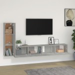 vidaXL Set dulapuri TV, 3 piese, gri beton, lemn prelucrat vidaXL Set dulapuri TV, 3 piese, gri beton, lemn prelucrat