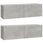 vidaXL Set dulapuri TV, 3 piese, gri beton, lemn prelucrat vidaXL Set dulapuri TV, 3 piese, gri beton, lemn prelucrat