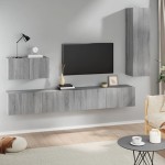 vidaXL Set dulapuri TV, 4 piese, gri sonoma, lemn prelucrat vidaXL Set dulapuri TV, 4 piese, gri sonoma, lemn prelucrat