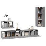 vidaXL Set dulapuri TV, 4 piese, gri sonoma, lemn prelucrat vidaXL Set dulapuri TV, 4 piese, gri sonoma, lemn prelucrat