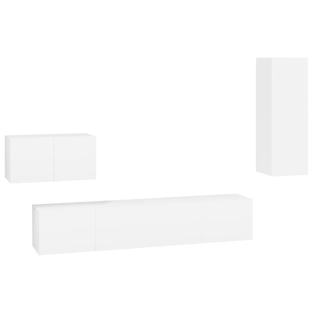 vidaXL Set dulap TV, 4 piese, alb, lemn prelucrat